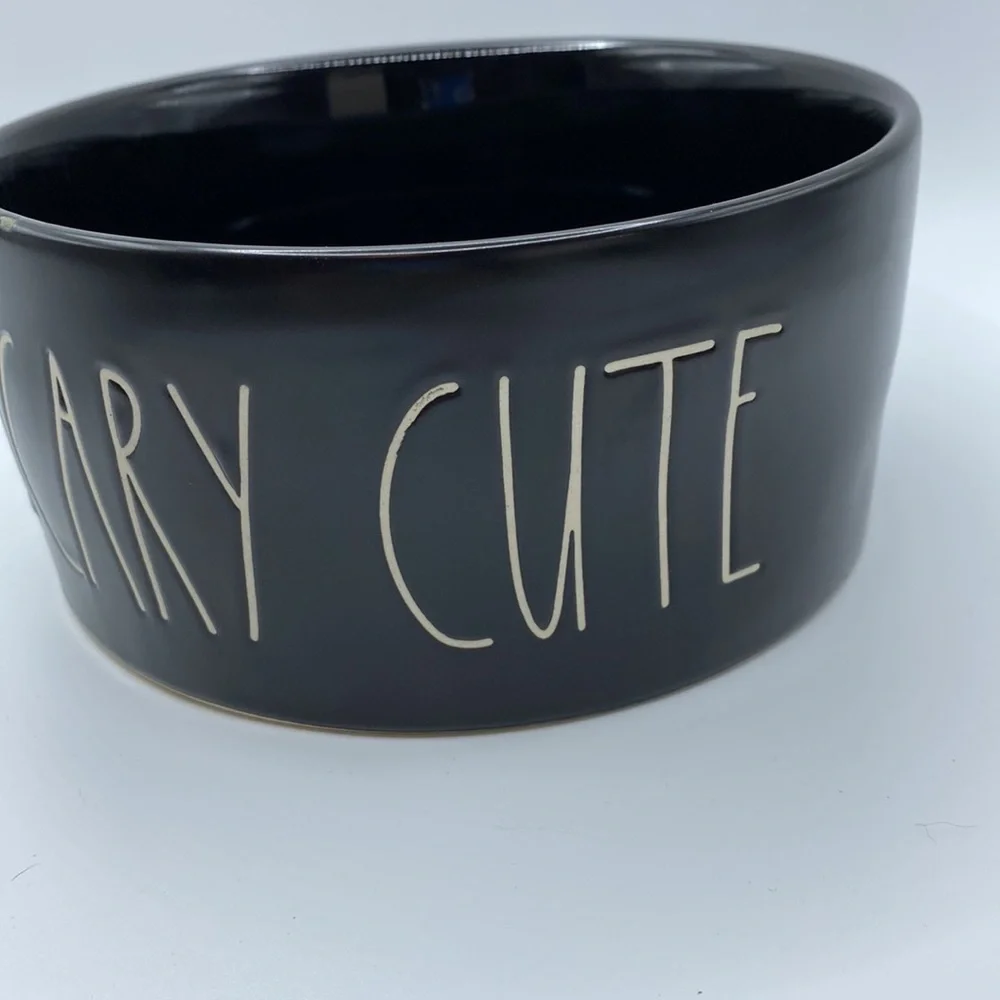 Rae Dunn Black Scary Cute Dog Bowl Halloween